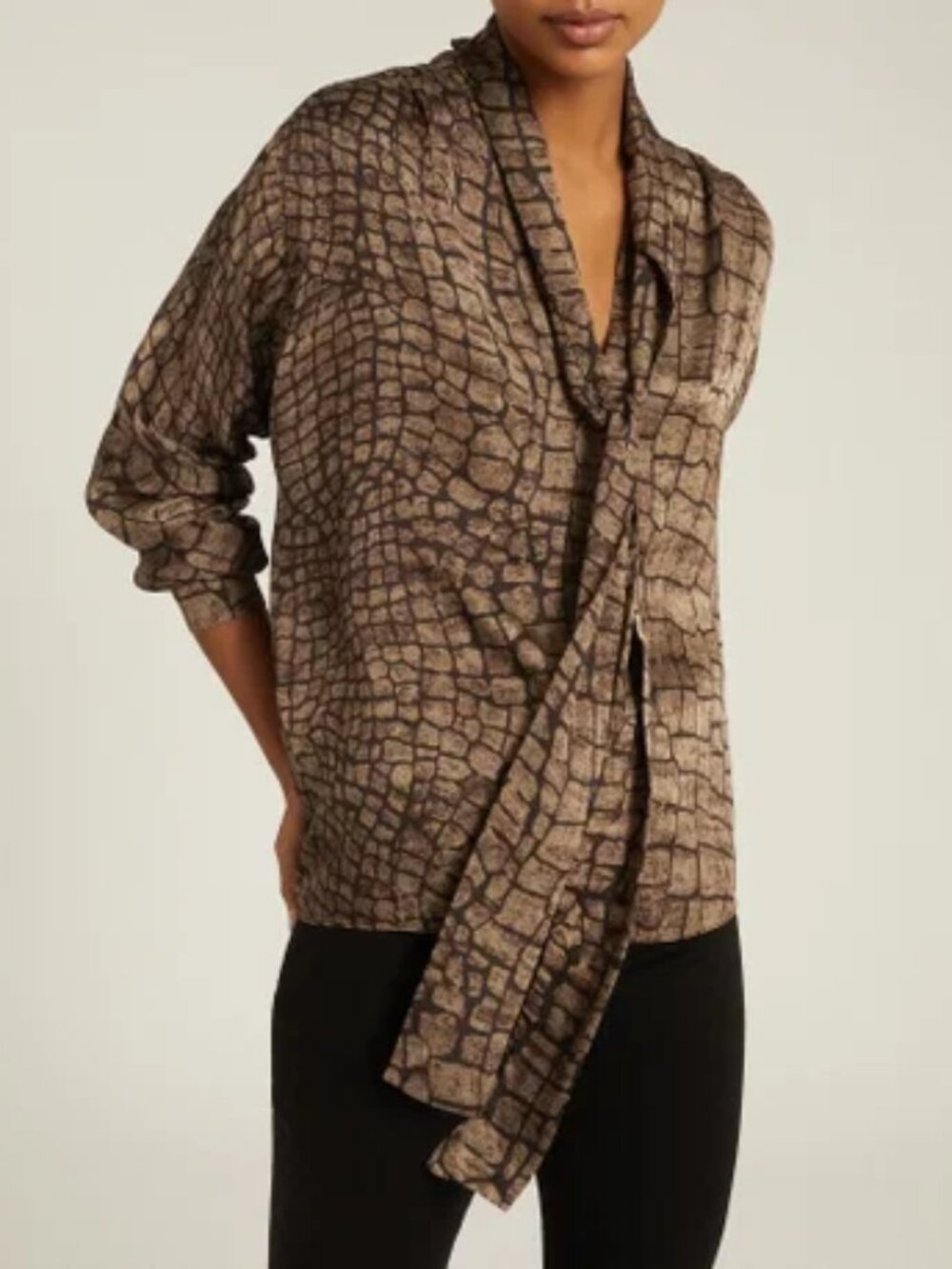 REISS Jessie Croc Print Blouse US 6 / UK 10